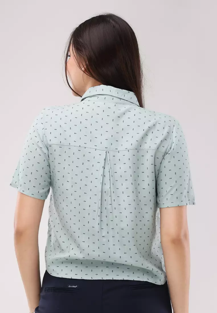 Woven Printed Rayon Short Sleeves Blouse