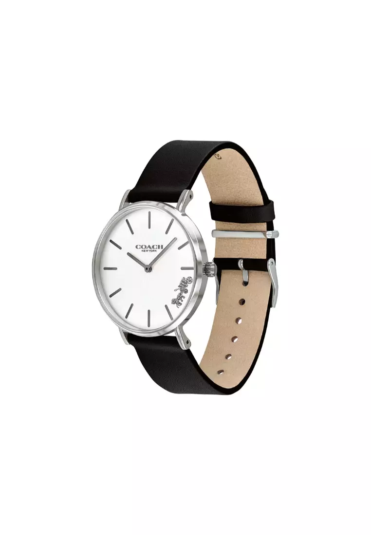 Perry Women's Watch Black Calfskin Strap - Silver White Dial 14503115