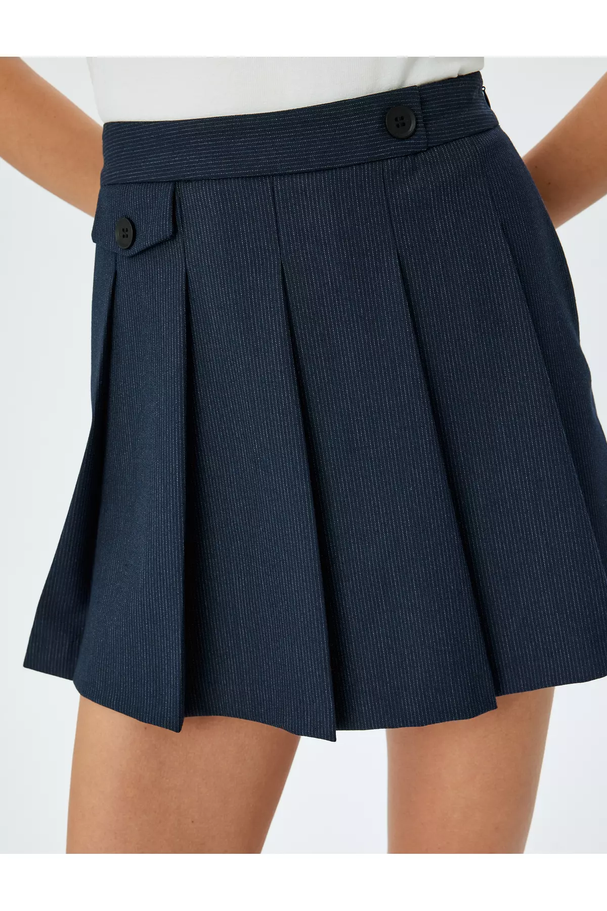 Pleated High Waist Mini Shorts Skirt