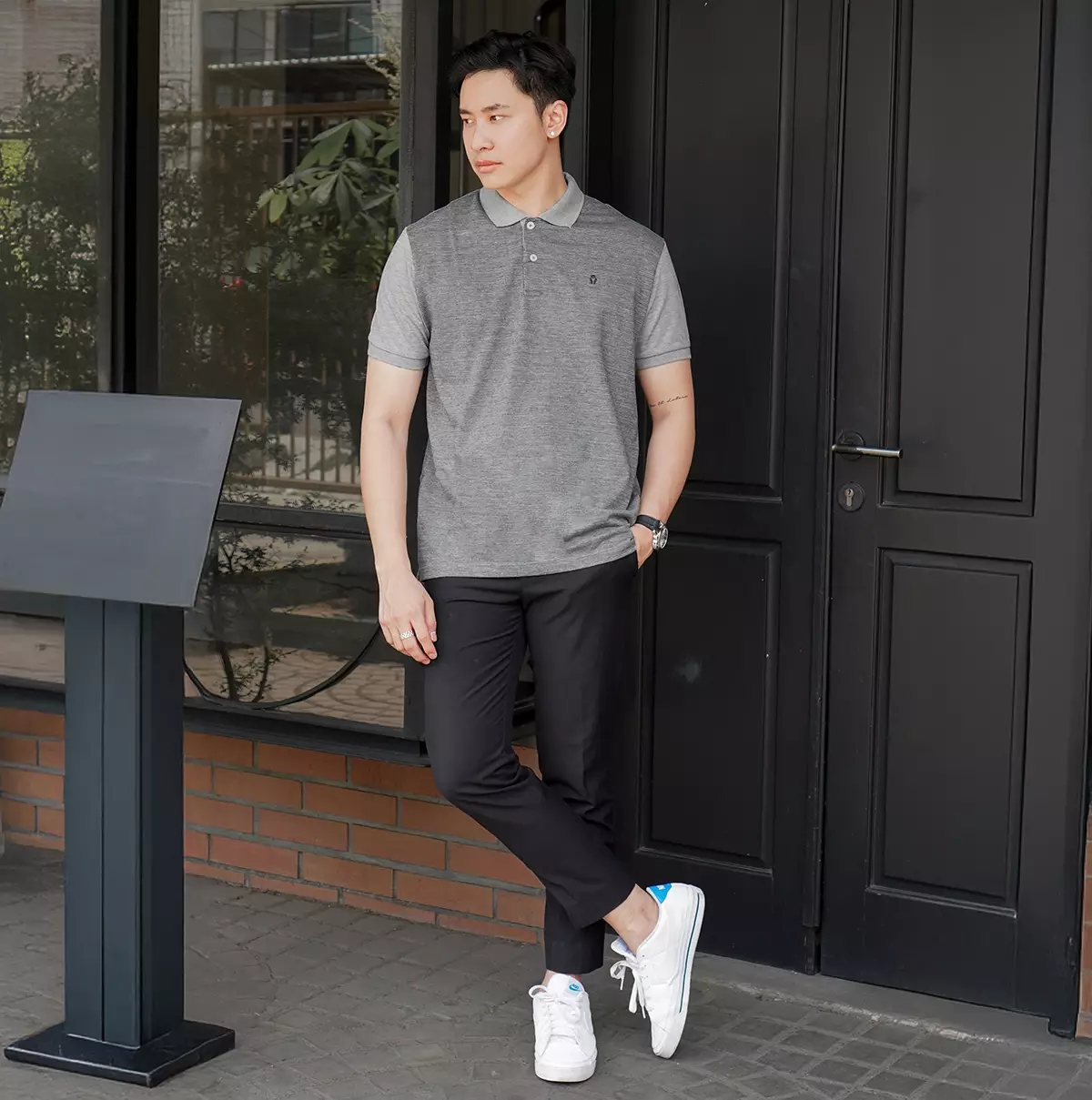MATSUDA Kaos Polo Shirt Pria Kerah Shinshiro Grey