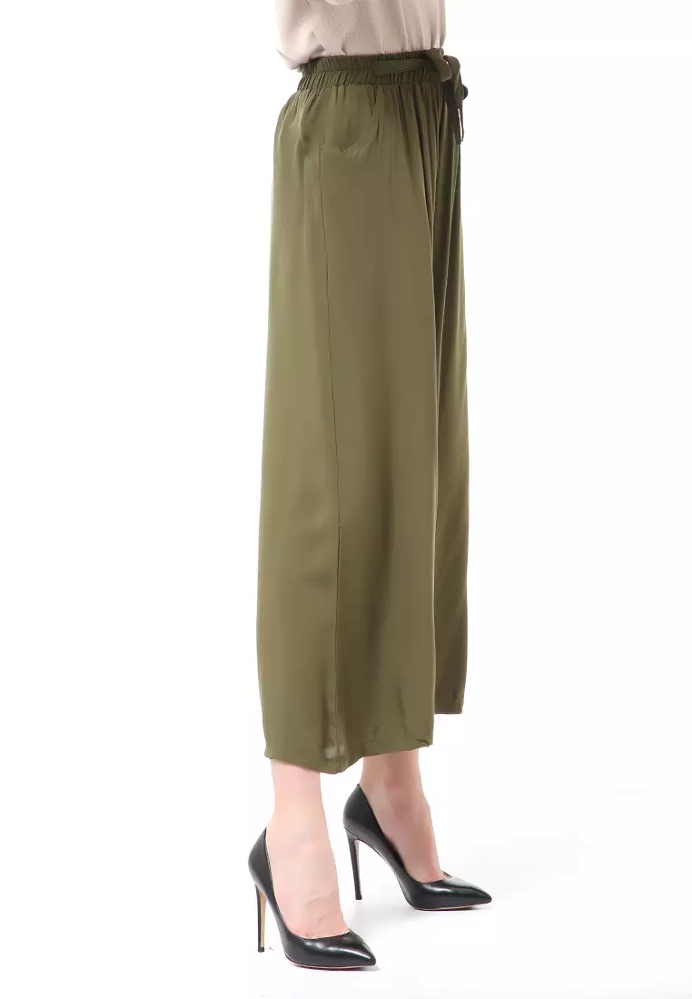 Stella Celana Panjang Casual Wanita Kulot Loose Pants Homewear Material Rayon ORIGINAL - Army Green