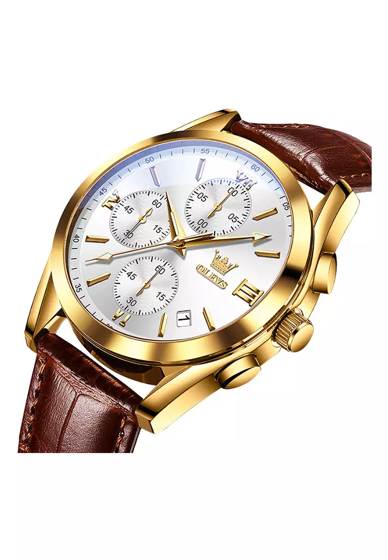 欧利时荧月系列六针钢带男表