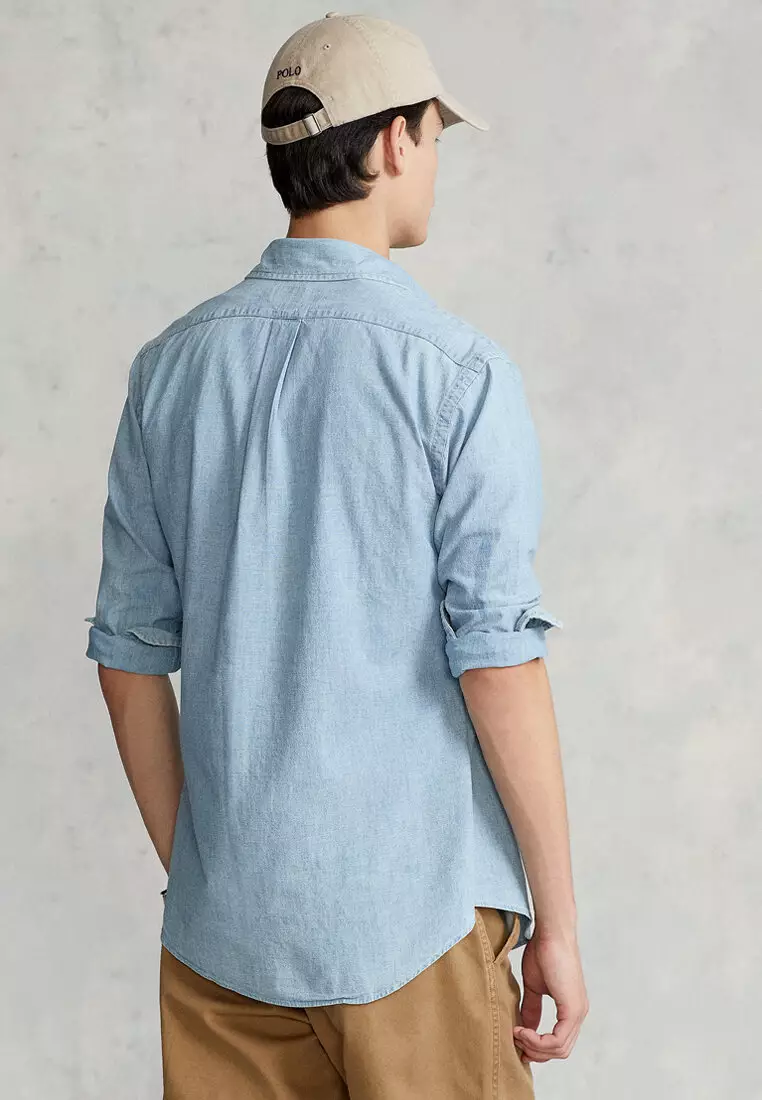 Classic Fit Indigo Chambray Long Sleeve Shirt