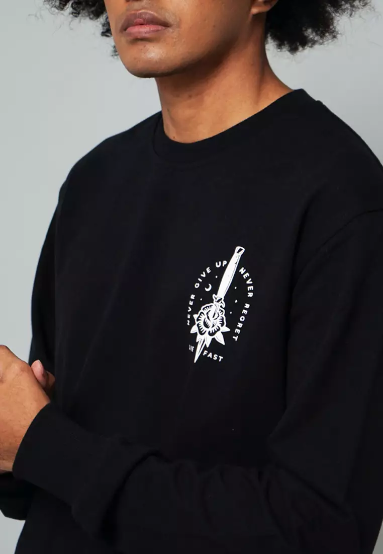 LGS Street - PIERCED ROSE - Sweatshirt - Hitam - Streetwear - Unisex - Hype - SW.10.H001.003