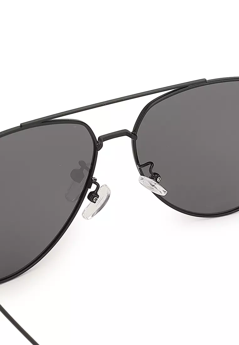 Unisex Polarized Aviator Sunglasses - Sandy Black / Grey