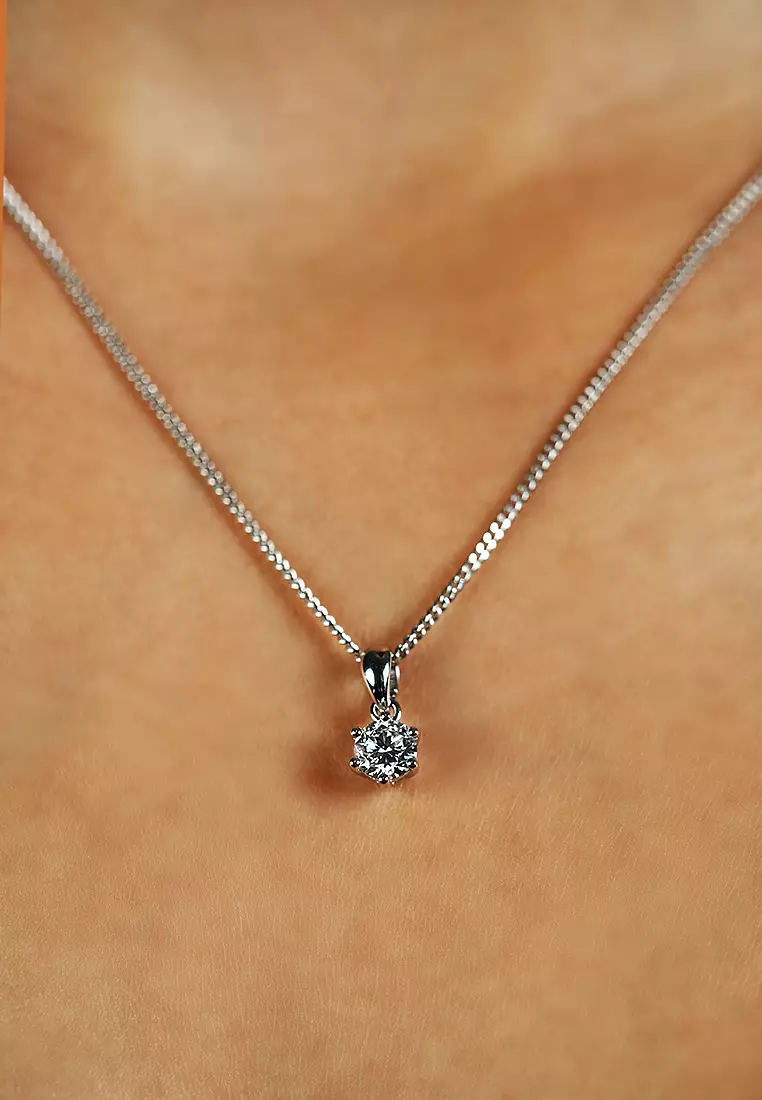 0.50ct Six-Prong Lab Grown Diamond D/E-VVS/VS Solitaire Pendant Necklace in 18K White Gold
