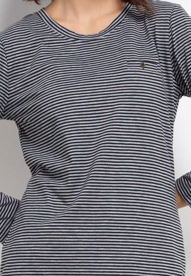 Kiera Lounge Knit Top In Black Grey