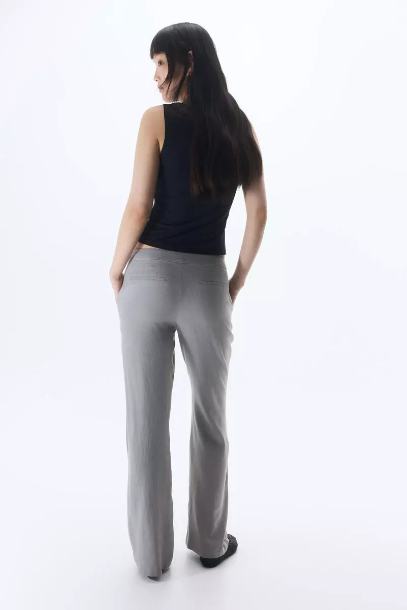 Linen-blend tailored trousers