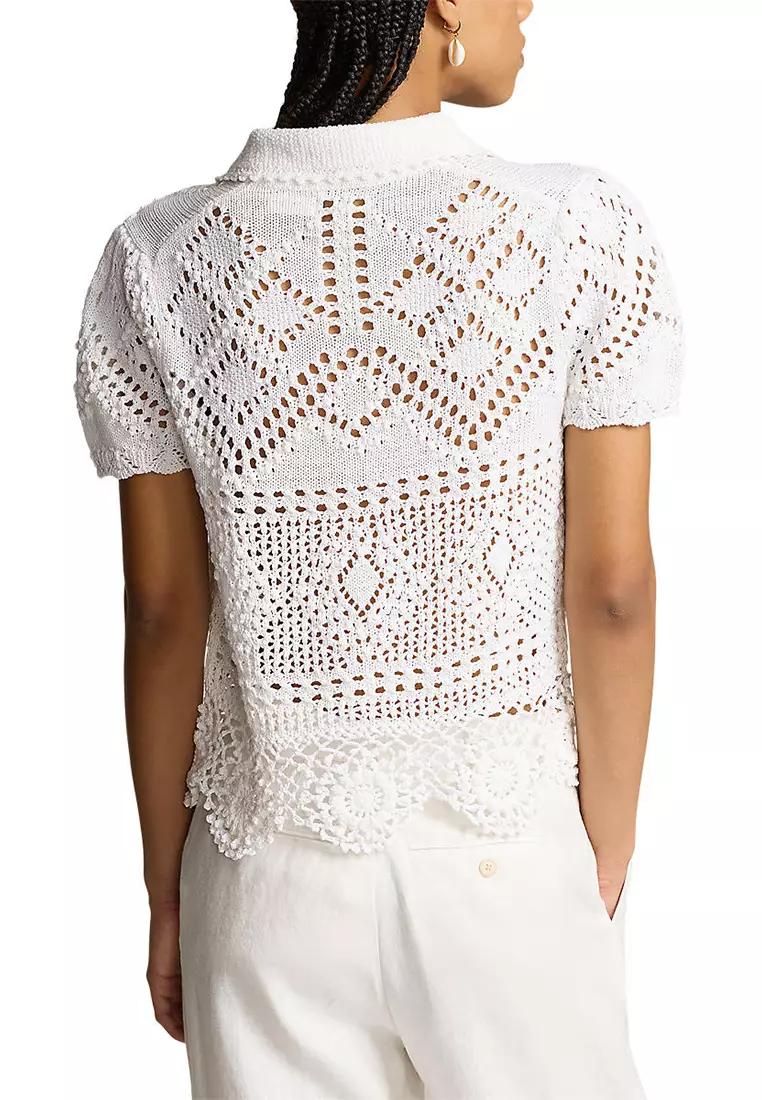 Pointelle Cotton Polo Shirt