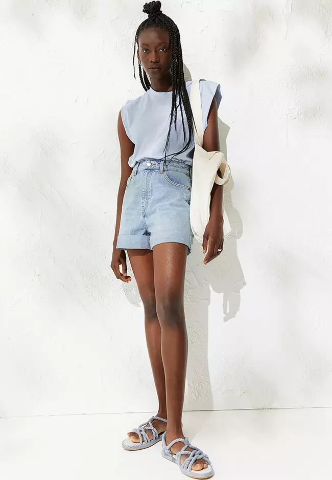 Buy H M Mom High Denim Shorts 2024 Online ZALORA Philippines