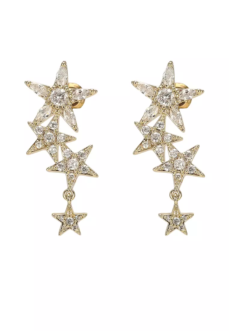 Gold star cheap drop earrings