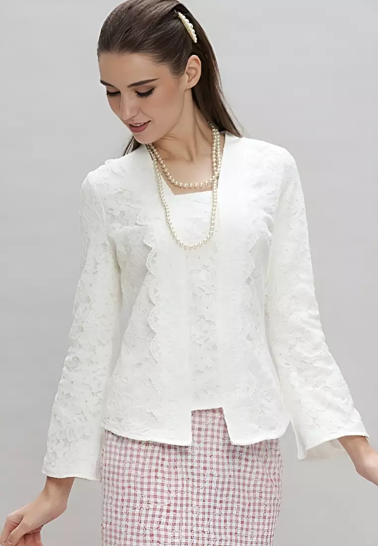 Intricate White Lace Kebaya Top