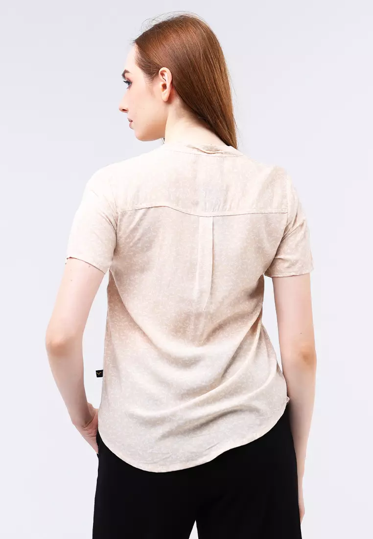 Woven Printed Rayon Short Sleeve Blouse