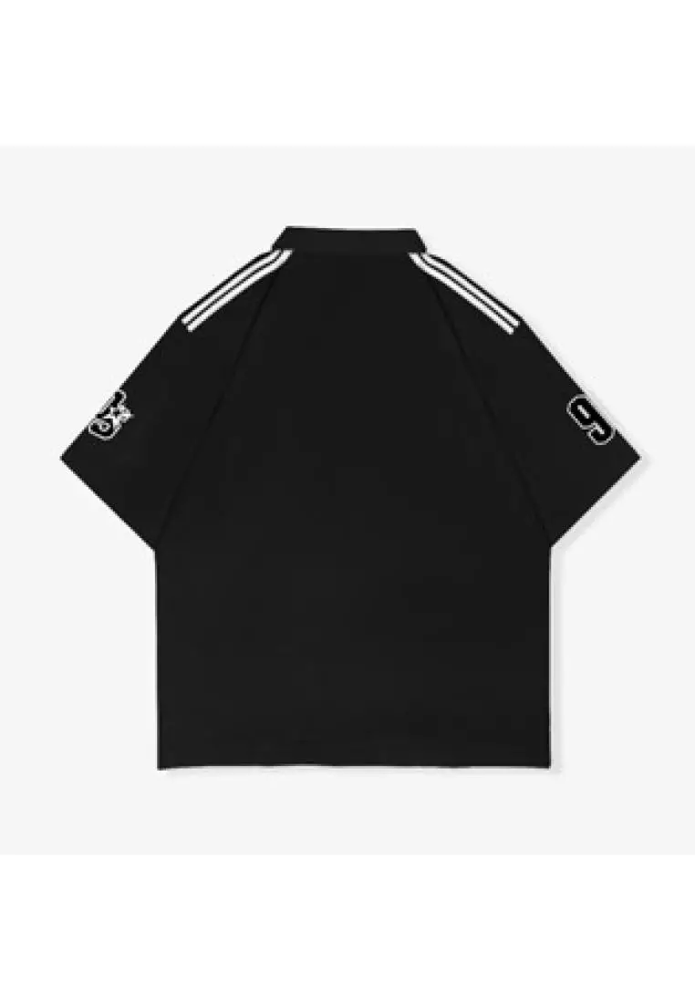OOTDSUPPLY Oversize Polo Shirt Strings V.6 Infinite 96 Black l Kaos Oversize | Atasan Pria dan Wanita | PSSTRINGV6001