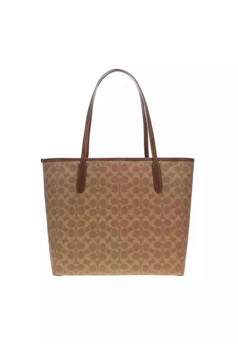 Buy Coach Women's City Tote Bag In Signature Canvas in Khaki CV976 2026 ...