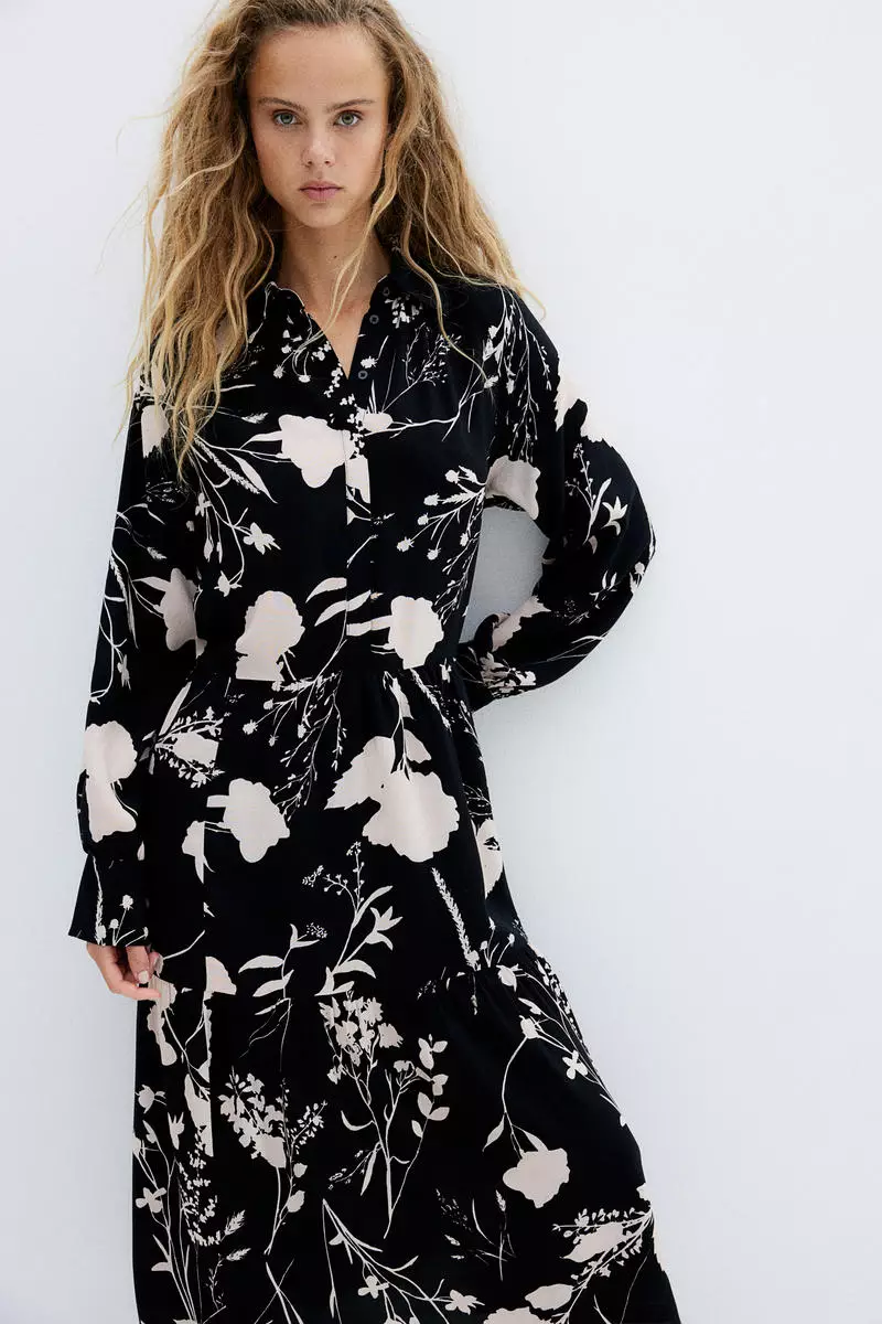 H&m floral shirt dress shop