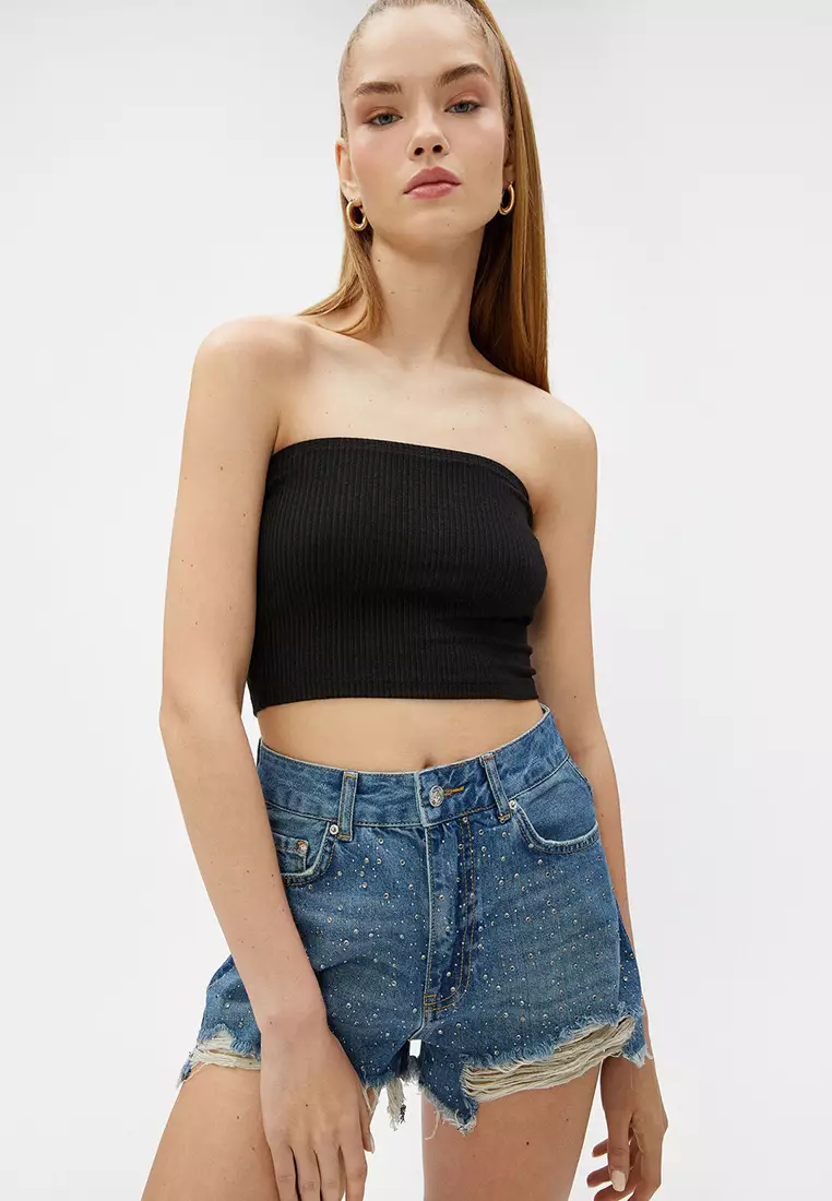 Denim Shorts High Waist Ripped