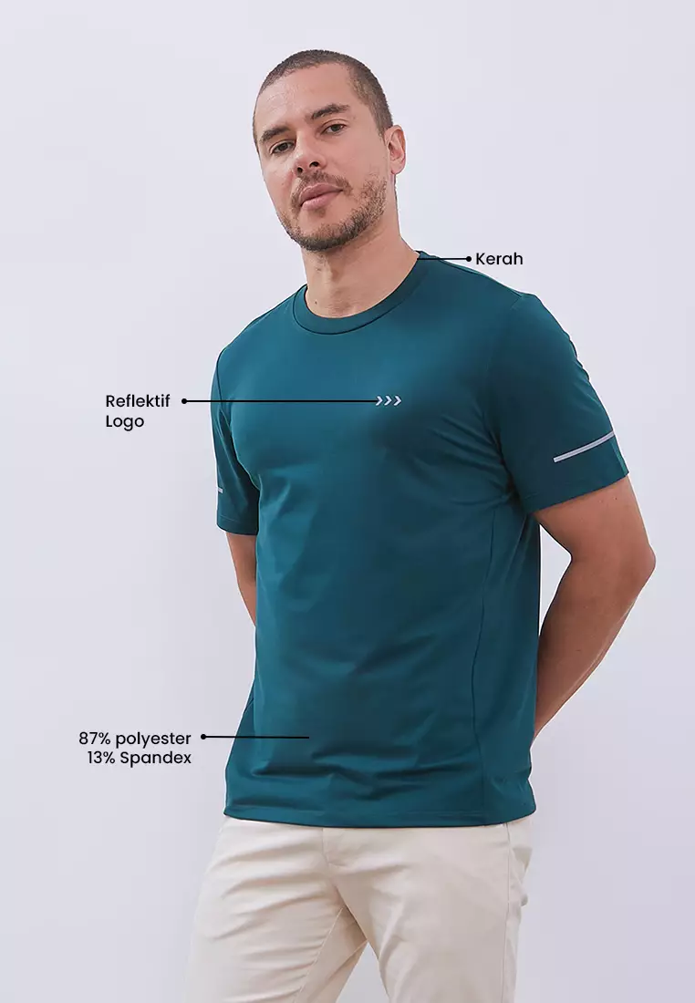 MANZONE - Kaos Jersey Lengan Pendek Pria Bolt 04 Slim Fit - Dark Green Colour Green_Dark