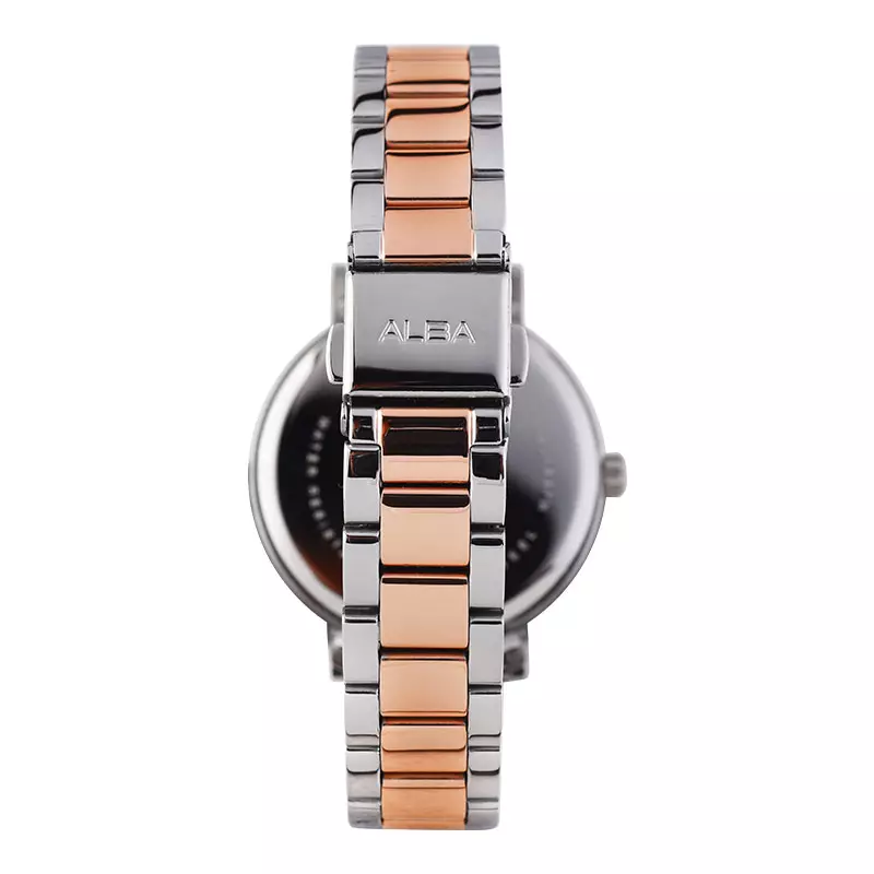 Jam Tangan Wanita Alba Fashion AG8N96X1 Ladies Silver White Dial Dual Tone Stainless Steel Strap