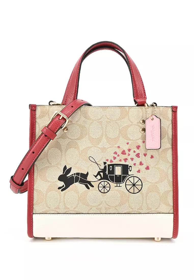 Coach Coach Lunar New Year Dempsey Tote 22 In Signature Canvas With Rabbit And Carriage Light