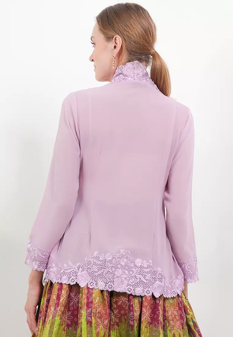 Embroidery Kebaya Classic Long/Sleeve-Gacluk Kopi