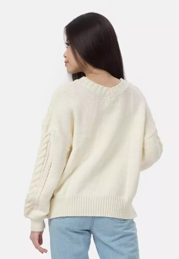 Cable Knit Cardigan in White