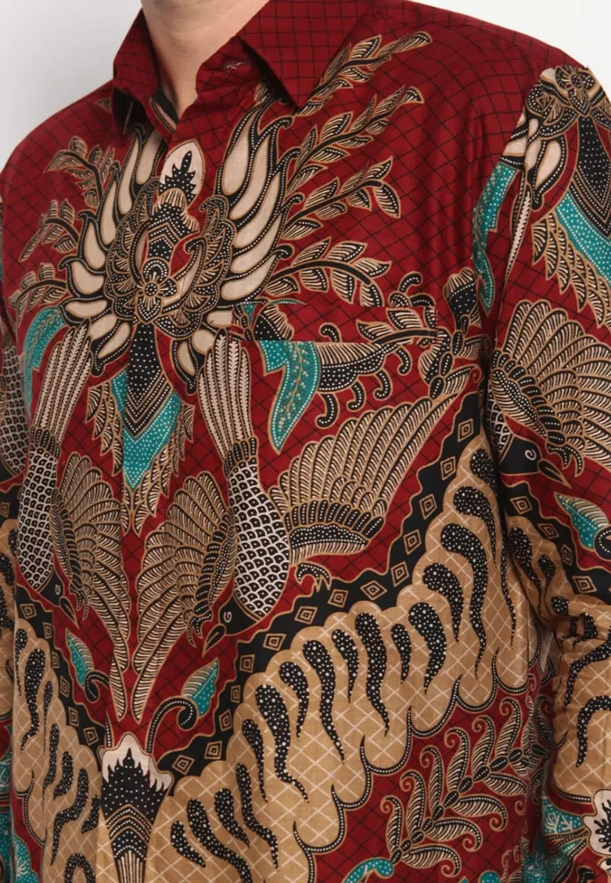 Mahesa Maron Kemeja Batik Premium Pria Slimfit Elegan Slimfit