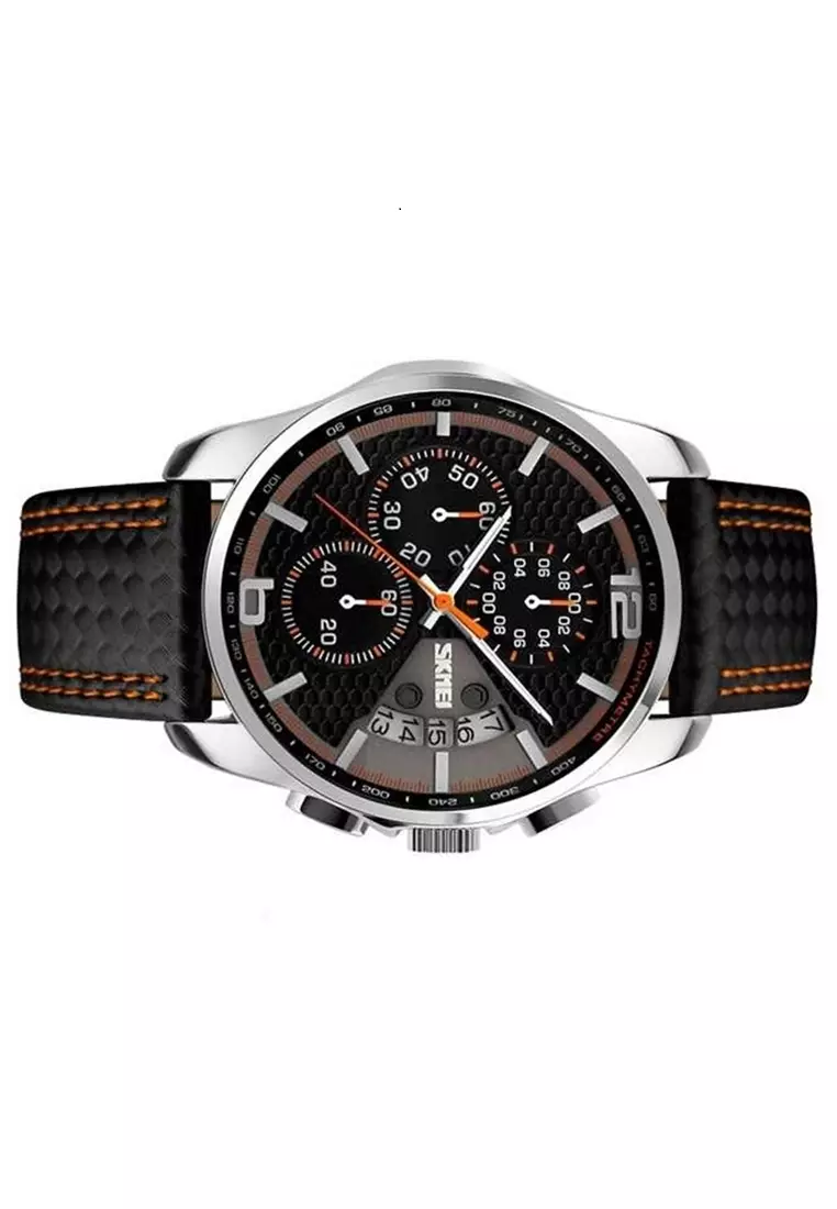 Jam Tangan Kasual Analog Pria Waterproof Strap Tali Material Leather QQ11 ORIGINAL