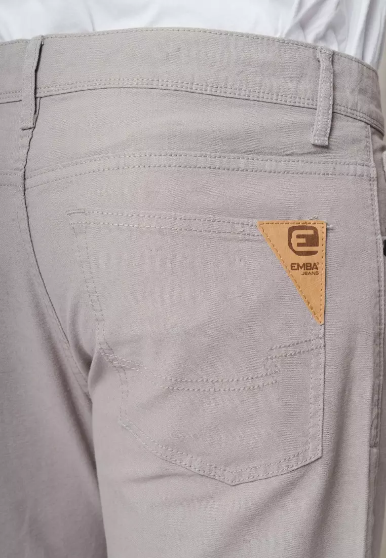 EMBA DENIM - Celana Panjang Pria Regular Fit Non Stretch Material Kanvas (Normal Size) Warna Frost Grey - BS08.1