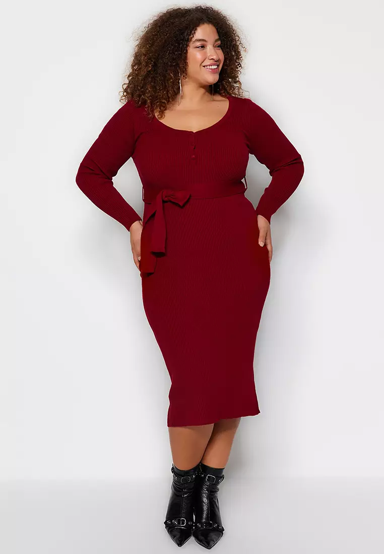Plus Size Knit Midi Dress