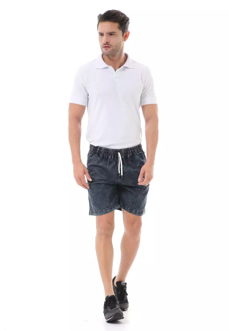 Grissham Celana Jeans Pendek Pria Short Pants Casual Material Denim ORIGINAL - Black Washed