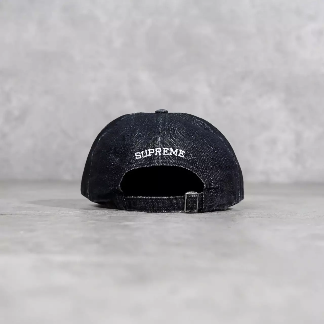 Topi SUPREME CORDURA S LOGO 6-PANEL DENIM BLACK CAP 100% ORIGINAL