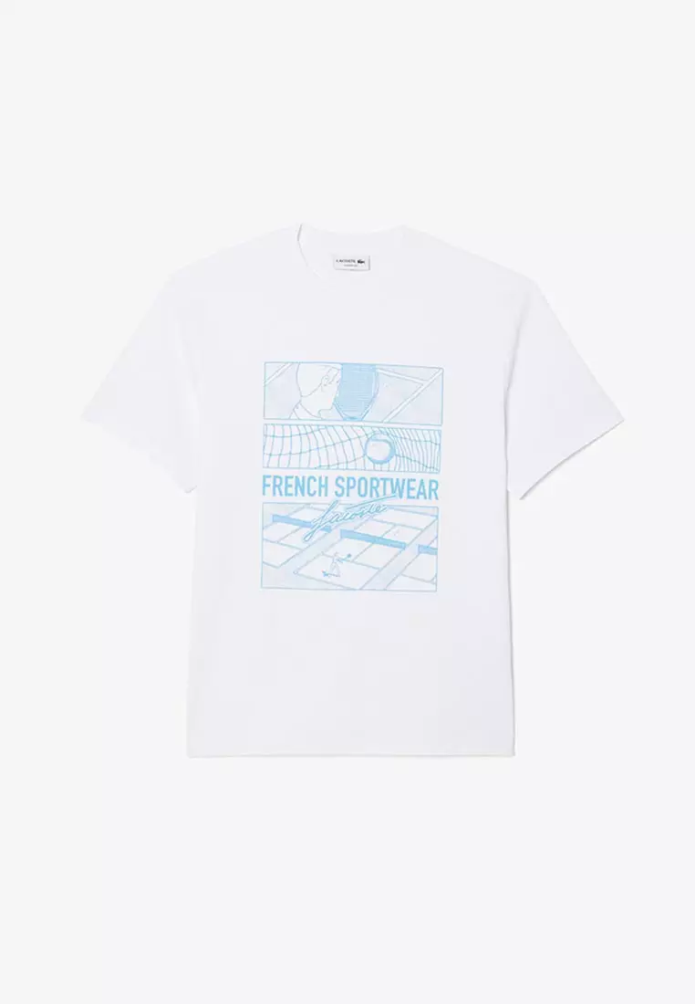 Men's Tennis Court Print Cotton T-shirt