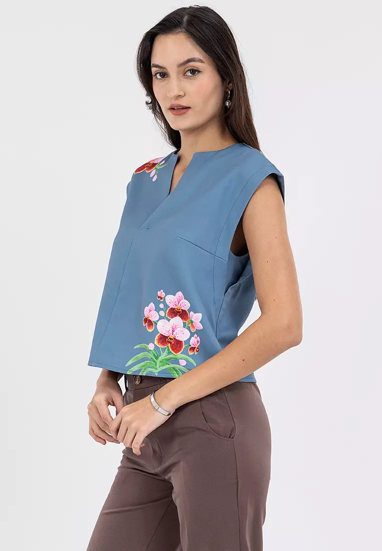 DOECHI Printed Box Filipiniana Blouse