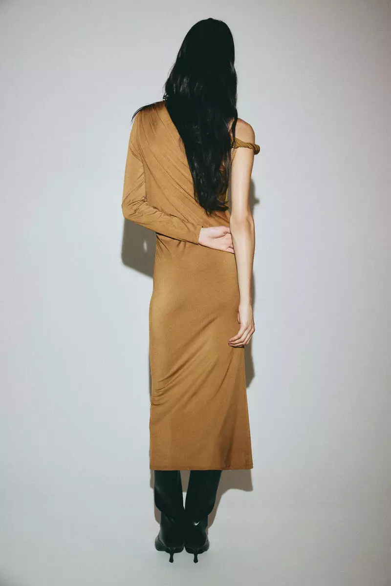 Draped one-shoulder dress