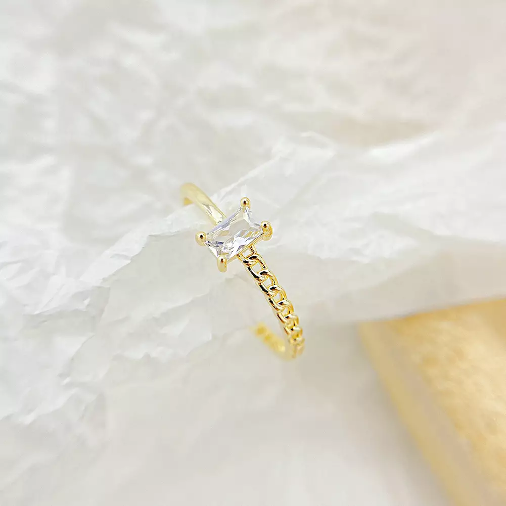 Glamorousky Gold Braided Adjustable Cubic Zirconia Ring Cincin