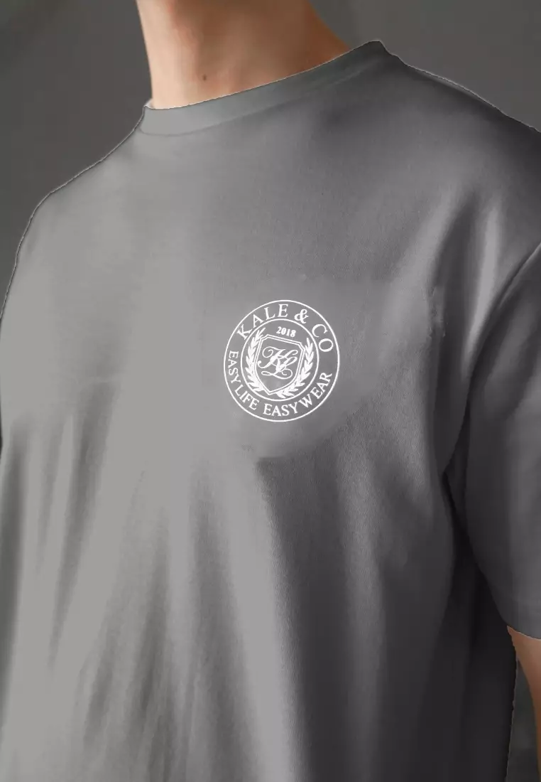 Kale Evan Light Grey / Cotton Cloudy / Kaos Boxy Fit / Kaos Korea / Atasan Kaos Pria / Kaos Basic Pria