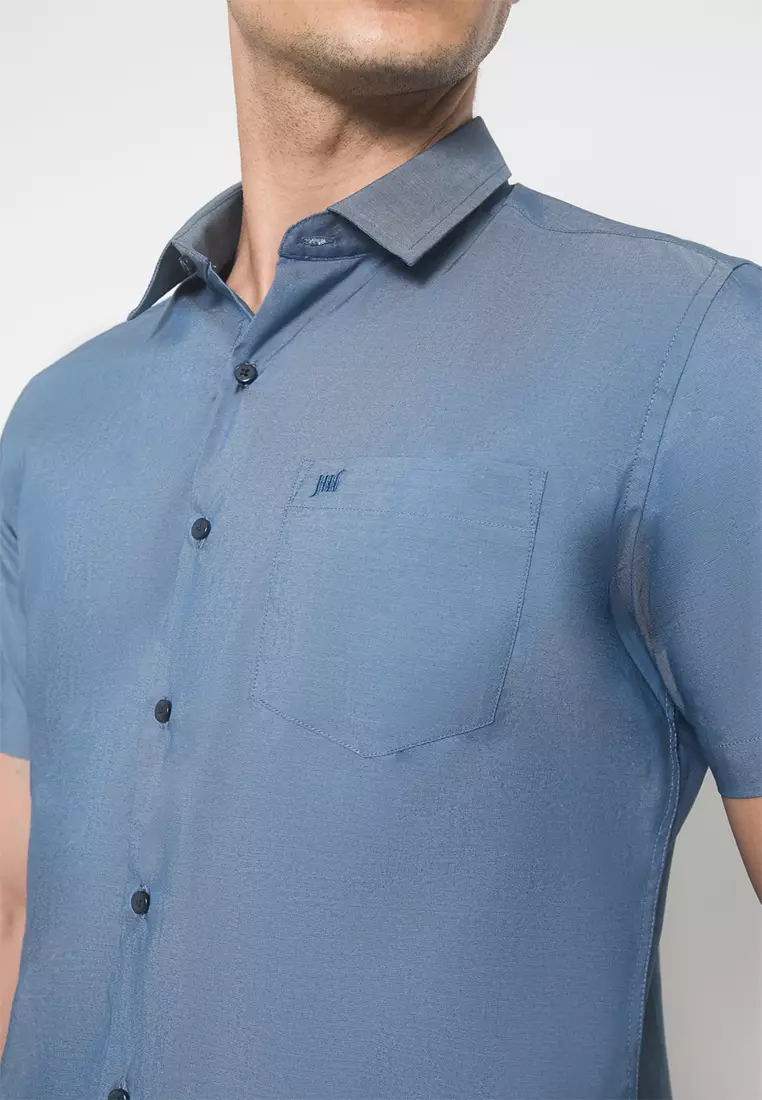 Johnwin - Kemeja Formal - Kemeja Lengan Pendek - Kemeja Pria - Biru - FSH.650.K392.862.C S/S