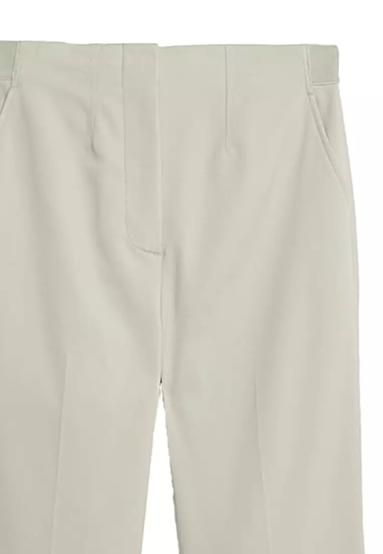 Cotton Blend Slim Fit Ankle Grazer Trousers