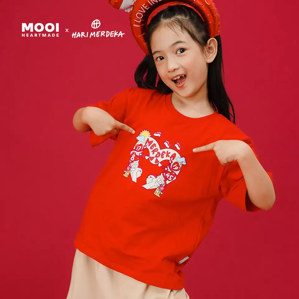 Mooi x Hari Merdeka 17 Agustus Kaos Kemerdekaan Anak T-shirt Anak Kemerdekaan - Red