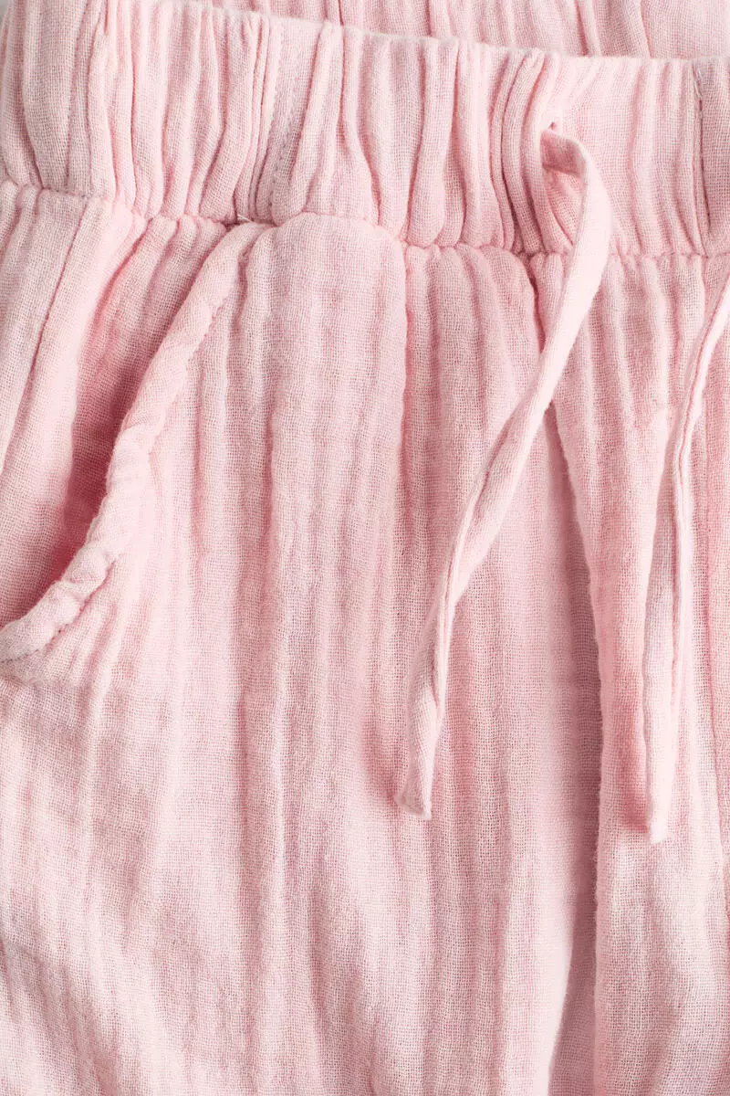 Cotton muslin drawstring trousers