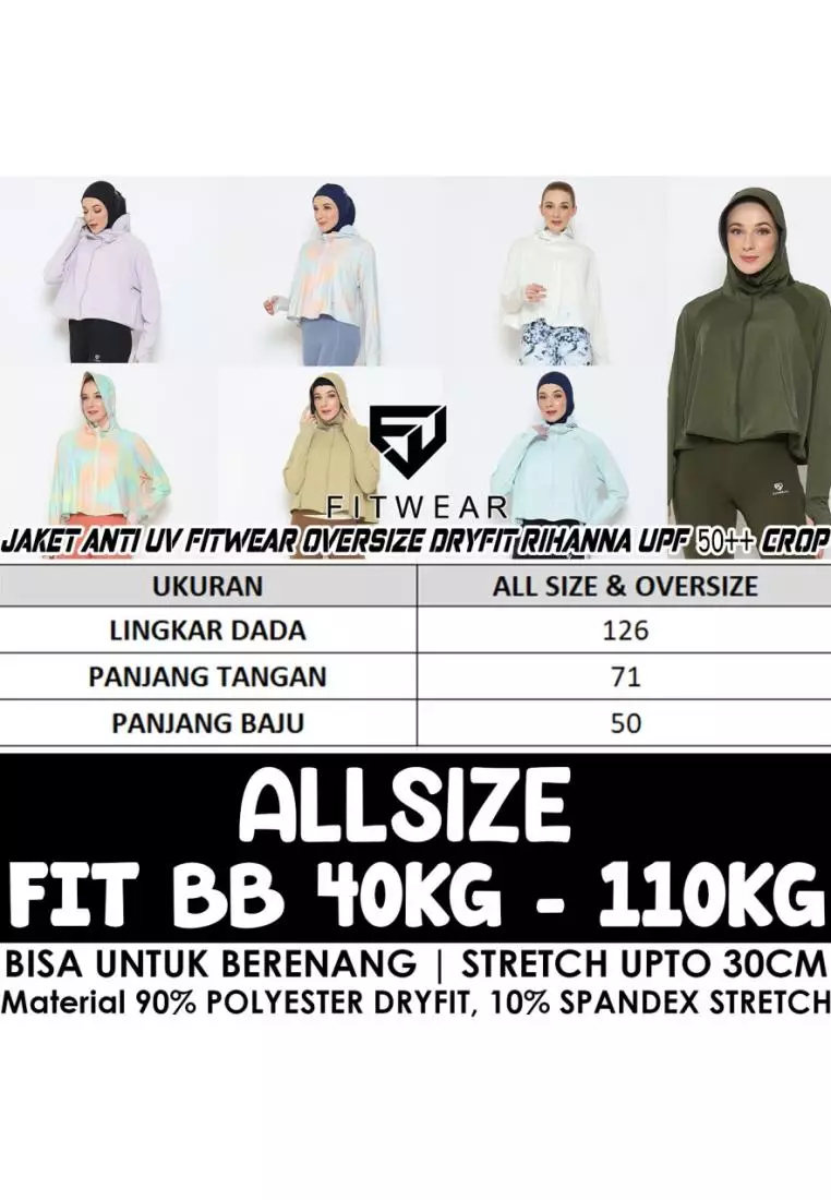 Fitwear - Jaket K-Style Anti UV Olahraga Wanita RIHANNA UPF 50++ CROP - LILAC
