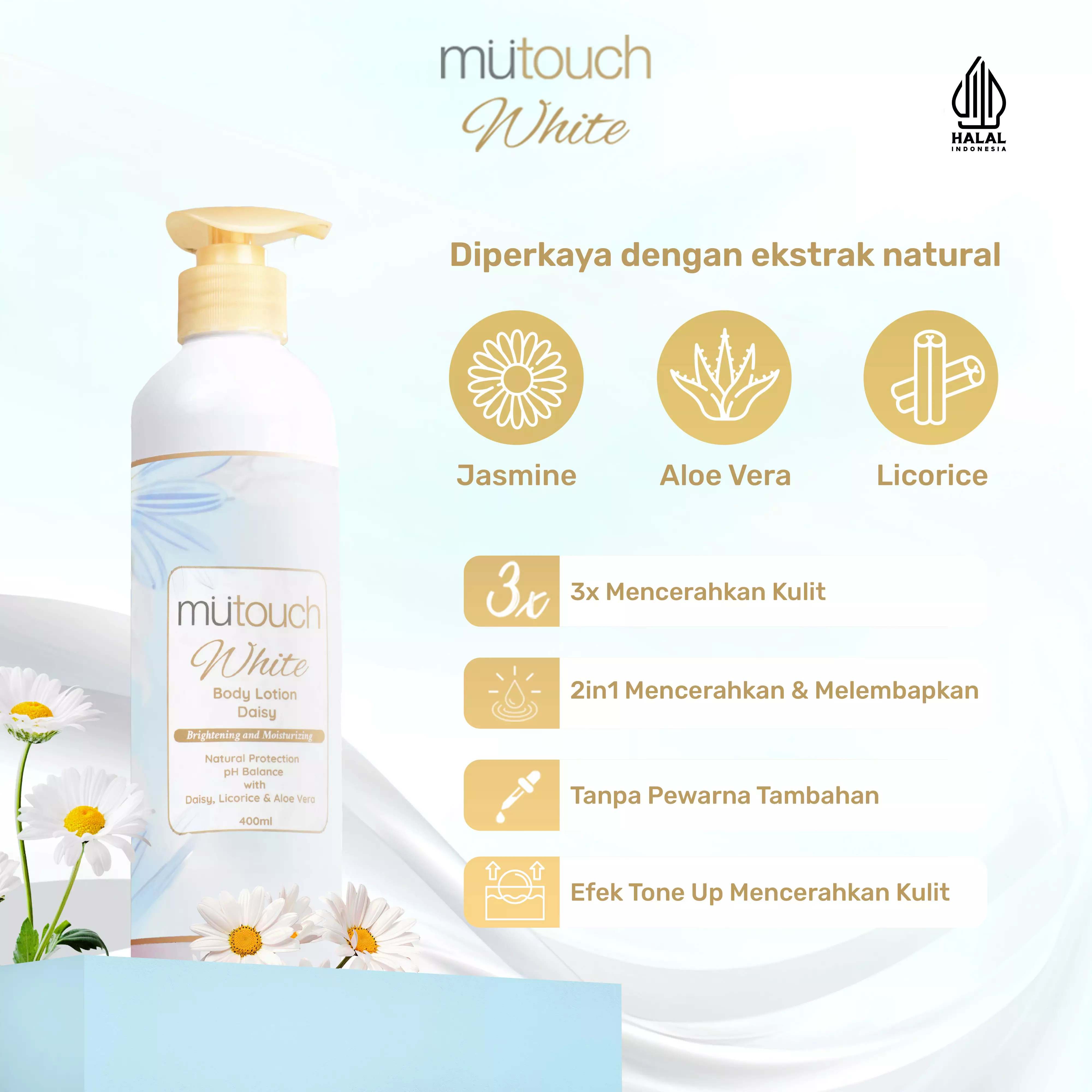 Mutouch White Body Lotion Brightening and Moisturizing – Daisy 400ml