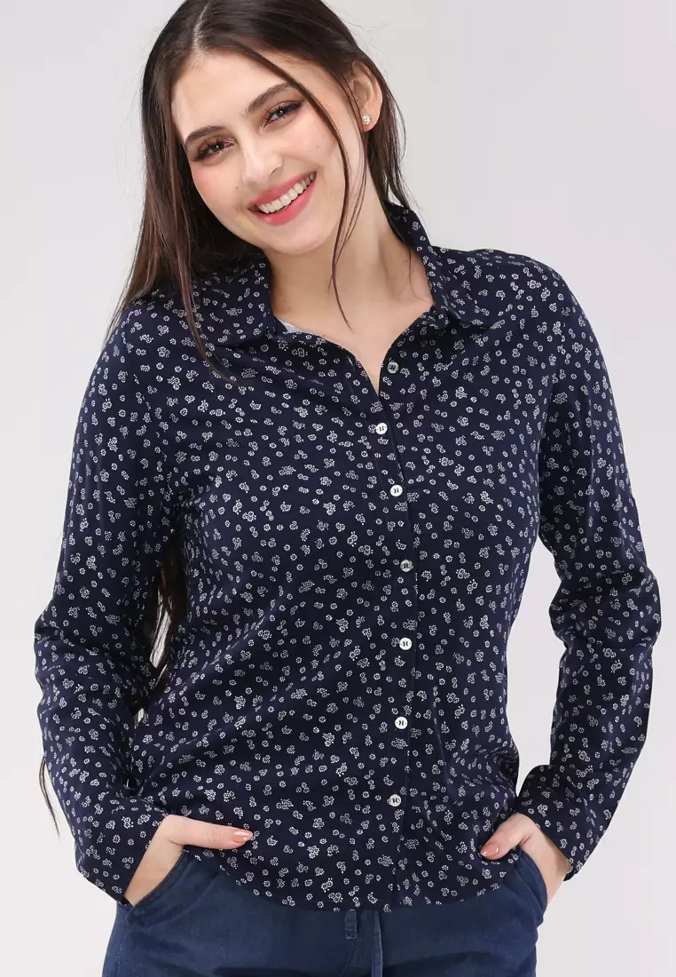 Woven Printed Rayon Long Sleeves Blouse