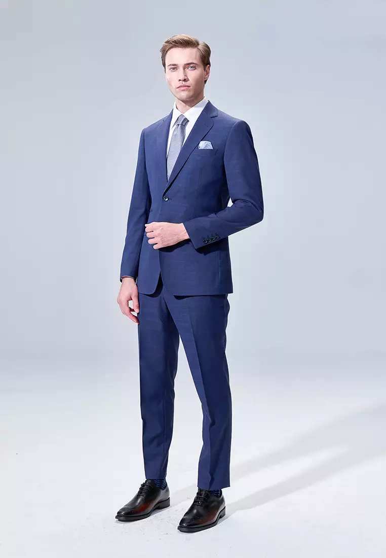 Midnight Blue Check Slim Trousers