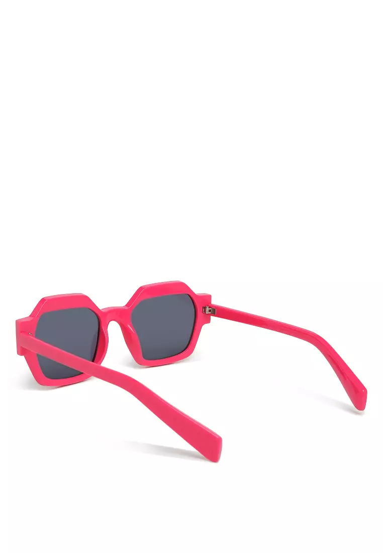 Bold Bevel Square Sunglasses in Rose Red