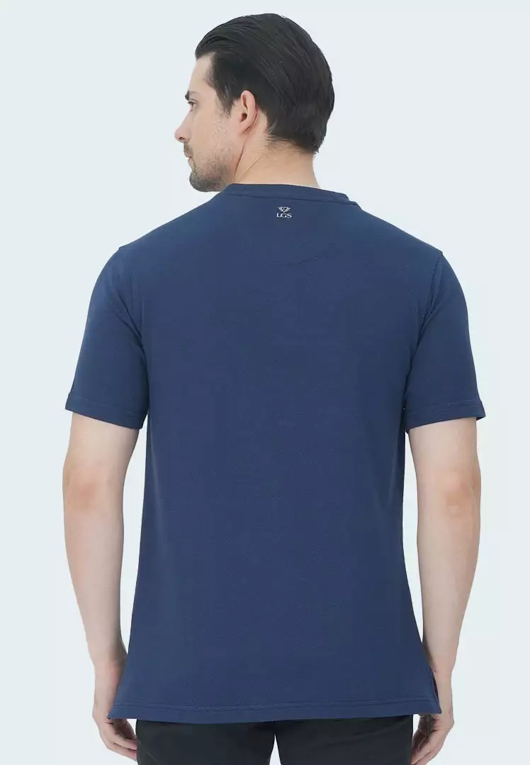 LGS - Kaos Grafis Sablon HD Pria - Lengan Pendek - Katun Premium - Slim fit - Roundneck - Bertekstur Popcorn - Biru - JTS.322.S3209F.01.C