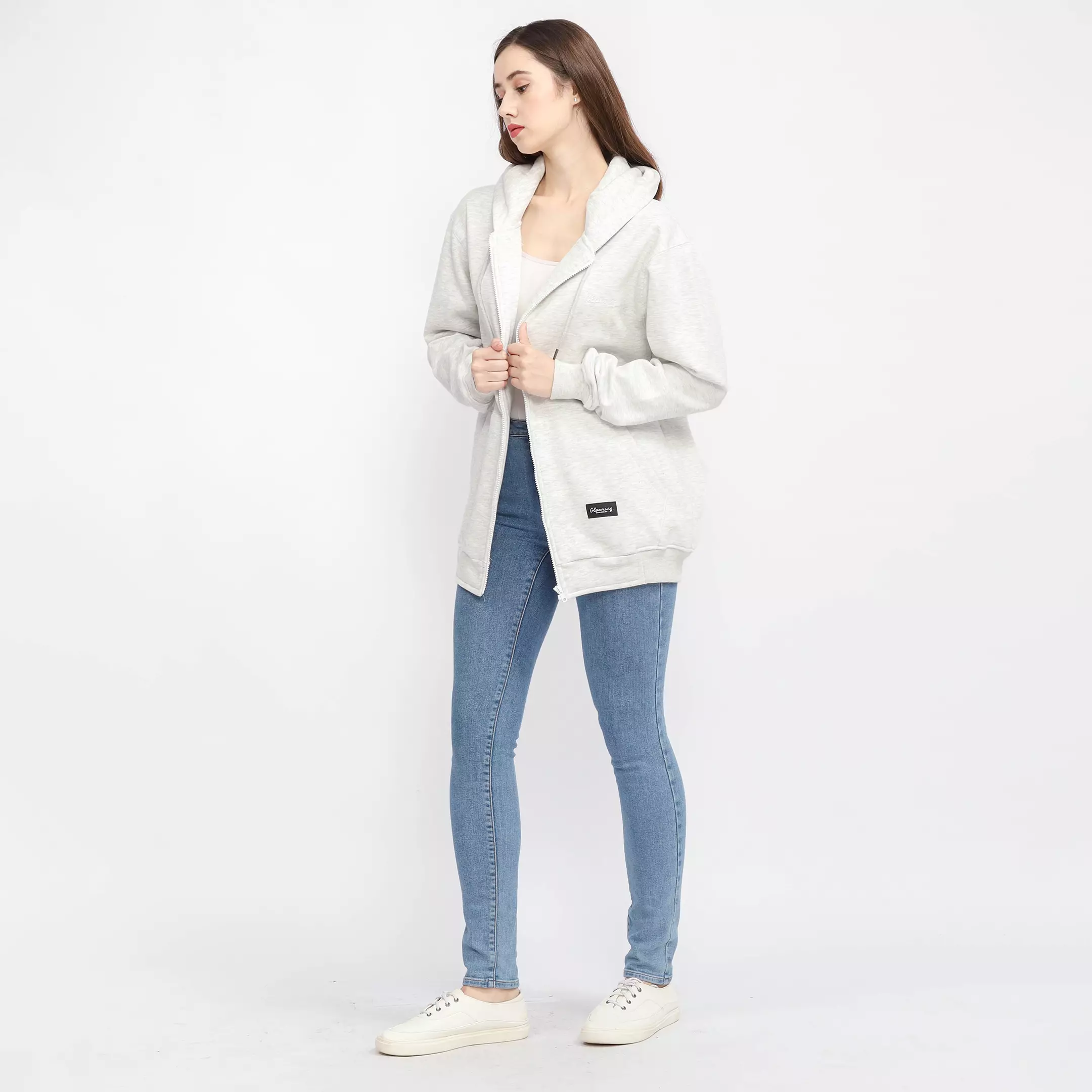 Zipper Hoodie Jacket White