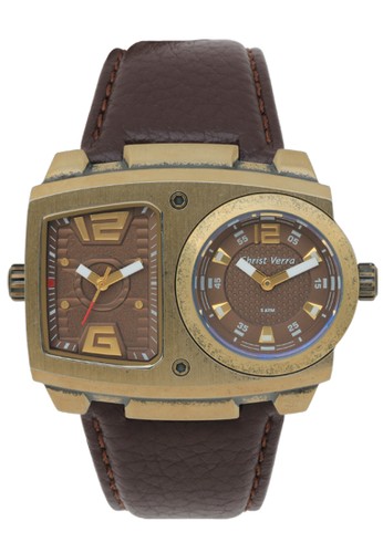 Christ Verra Fashion Men's Watch CV 52291G-22 BRN Gold Brown Leather