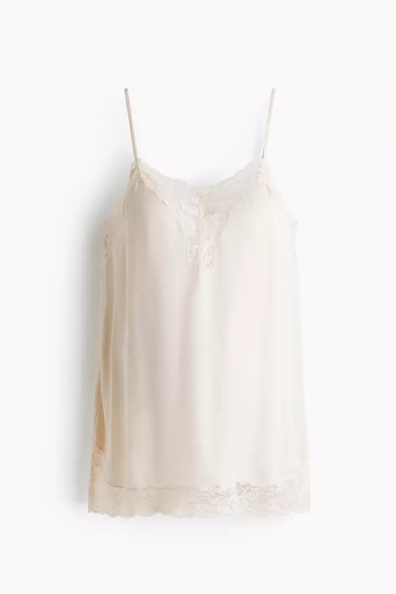 MAMA Lace-trimmed strappy top